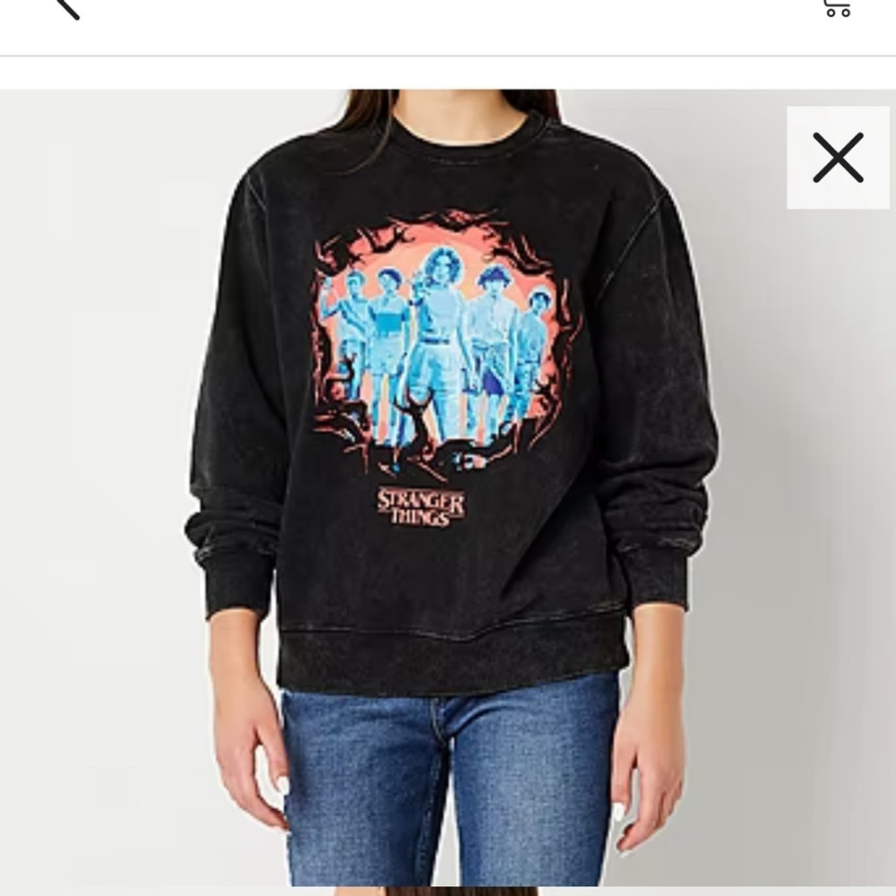 Stranger Things Juniors Crew Neck Sweater Black Size 2X